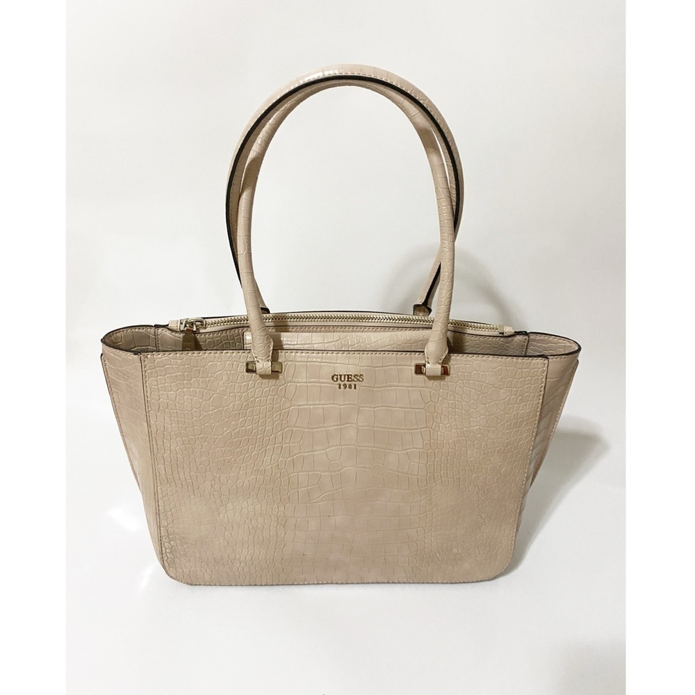 GUESS Croco Faux Leather Texture Tote Bag - Picture 3 of 16